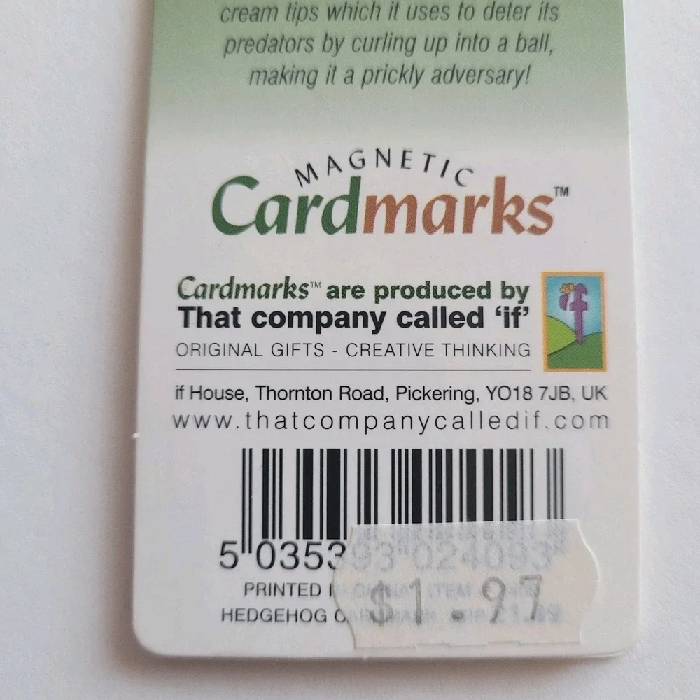 Cardmarks Hedgehog Nature Animal Info Magnetic Magnet UK Company If 2408 Y2k 00s